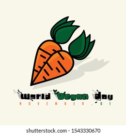 World Vegan Day with Carrot vector design