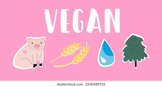World vegan day celebration. Vegan text slogan. Concept of healthy life and protection of animals and environment. Being vegan you save nature. Do not pollute the environment