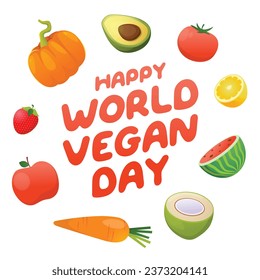 World Vegan Day design template good for celebration usage. vegetarian vector illustration. flat design. vegetable design. vector eps 10.
