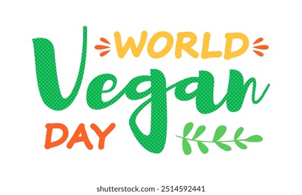 World Vegan Day, flat cartoon Illustration for poster or banner.