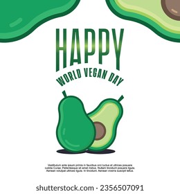 World Vegan Day Greeting, Avocado | Square Banner Greeting