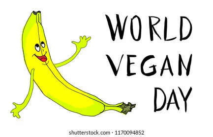 World vegan day, healthy food. Nutrition concept, fruit. Vegetarian food. Healthy natural organic food. Vector illustration
