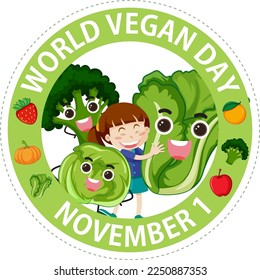 World Vegan Day Logo Concept illustration