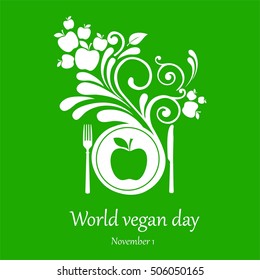 World vegan day.  November 1. Vector Illustration