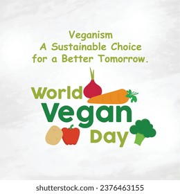 World Vegan Day, November 1st. Green Vegetables Illustration 