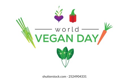 World Vegan Day is observed every year on November. Food and Drink Awareness concept. background, placard, banner template Vector illustration design.