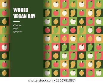 world vegan day pattern geometric vegetarian vector wallpaper fabric ornament vintage green health