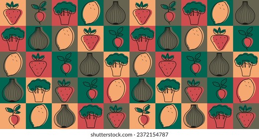 World vegan day pattern. Geometric vegetarian vector illustration, abstract, wallpaper, fabric, ornament, vintage.