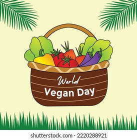 World vegan day poster design illustratrion