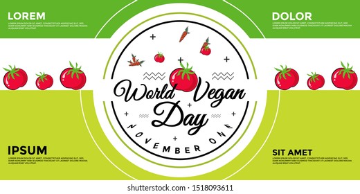 World vegan day in text form, can be used for backgrounds, banners, web templates, leaflets, on November holidays.