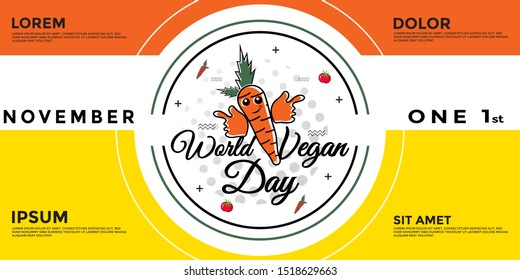 World vegan day in text form, can be used for backgrounds, banners, web templates, leaflets, on November holidays.