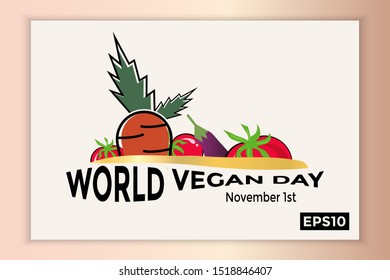 World vegan day in text form, can be used for backgrounds, banners, web templates, leaflets, on November holidays.