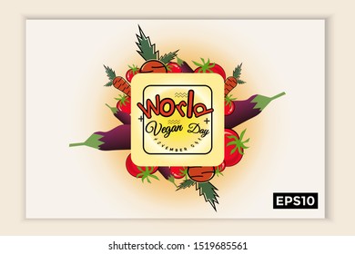 World vegan day in text form, can be used for backgrounds, banners, web templates, leaflets, on November holidays.