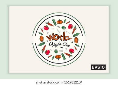 World vegan day in text form, can be used for backgrounds, banners, web templates, leaflets, on November holidays.