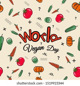 World vegan day in text form, can be used for backgrounds, banners, web templates, leaflets, on November holidays.