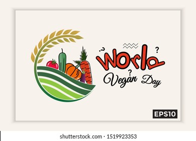 World vegan day in text form, can be used for backgrounds, banners, web templates, leaflets, on November holidays.