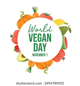 World Vegan Day Vektorgrafik Design Vorlage gut für Feier Nutzung. World Vegan Day Design. flaches Design. eps 10.