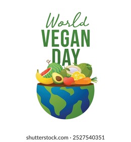 Plantilla de diseño de Vector del día vegano mundial buena para el uso de la celebración. Diseño del día vegano mundial. diseño plano. eps 10.