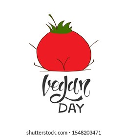 World vegan day vector illustration with tomato. Suitable for greeting card, poster and banner.