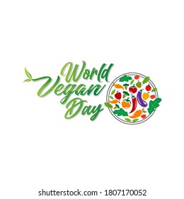 Ilustración vectorial del Día del vegano mundial. Adecuado para tarjetas de felicitación, afiches y banner.