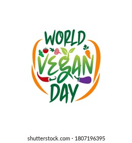 Ilustración vectorial del Día del vegano mundial. Adecuado para tarjetas de felicitación, afiches y banner.