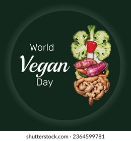 World vegan day vector illustration. Suitable for greeting card, poster and banner.
