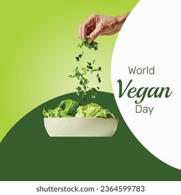 Ilustración vectorial del Día del vegano mundial. Adecuado para tarjetas de felicitación, afiches y banner.