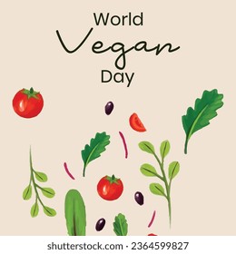 World vegan day vector illustration. Suitable for greeting card, poster and banner.