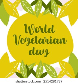 World Vegan Day. Vector Illustration In Flat Style. Design for web, banners, backgrounds, wallpapers, posters, flyers, presentations, etc.