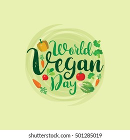 World vegan day vector illustration. Suitable for greeting card, poster and banner.