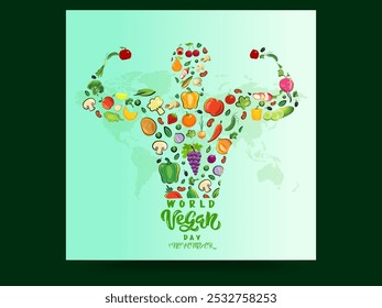 world vegan day, vegetable on the world, fresh vegetable, vegan day, world food day concept , body shape vegetable, 1st November.