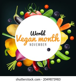 World Vegan month is observed every year in November, To promote the joy, compassion and life-enhancing possibilities of vegetarianism. Vector illustration