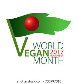 World Vegan Month poster, vegetarian banner design. EPS10 vector graphic.