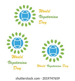 world vegeratian day illustration. logo design concept. on white background