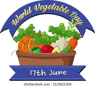 World Vegetable Day banner with vegetables and fruits basket illustration