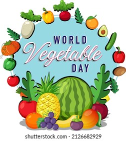 World Vegetable Day poster with many fruits illustration