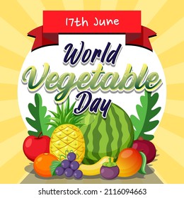 World Vegetable Day poster with vegetables and fruits illustration