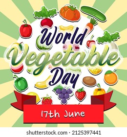 World Vegetable Day poster with vegetables and fruits illustration