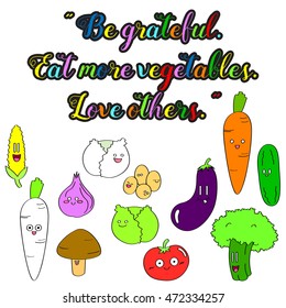 World vegetable and vegetarian day doodle cartoon illustration