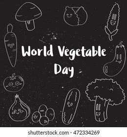 World vegetable and vegetarian day doodle cartoon illustration