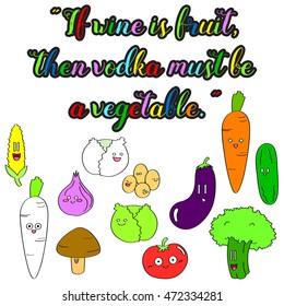 World vegetable and vegetarian day doodle cartoon illustration