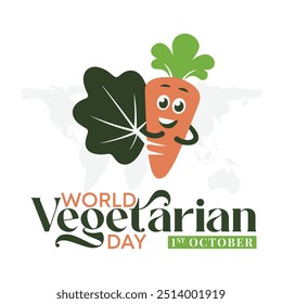 Dia Mundial da Vegetariana 1º de outubro, conceito de design de ilustração vetorial do Dia Mundial da Vegetariana