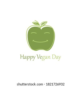 World vegetarian day with apple concept design vector