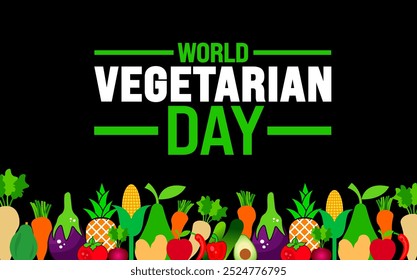 World Vegetarian Day background or banner design template is observed every year in October. Holiday concept. Template for card, poster, placard, template. eps 10