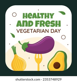 World vegetarian day background. world vegetarian day celebration. October 1. World vegan day background. Vector illustration. Poster, Banner, Flyer, Greeting Card, Post, Template. Fresh vegetables.