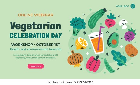 World vegetarian day background. world vegetarian day celebration. October 1. World vegan day background. Vector illustration. Poster, Banner, Flyer, Greeting Card, Post, Template. Fresh vegetables.