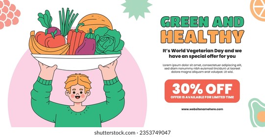 World vegetarian day background. world vegetarian day celebration. October 1. World vegan day background. Vector illustration. Poster, Banner, Flyer, Greeting Card, Post, Template. Fresh vegetables.