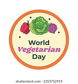 World vegetarian day background. world vegetarian day celebration. October 1. World vegan day background. Vector illustration. Poster, sticker, label, Greeting Card, Post, Template. Fresh vegetables.