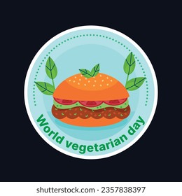 World vegetarian day background. world vegetarian day celebration. October 1. World vegan day background. Vector illustration. Poster, sticker, label, Greeting Card, Post, Template. Fresh vegetables.