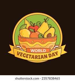 World vegetarian day background. world vegetarian day celebration. October 1. World vegan day background. Vector illustration. Poster, sticker, label, Greeting Card, Post, Template. Fresh vegetables.